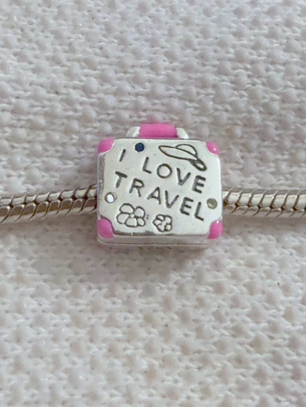 I Love To Travel Suitcase Silver Charm For Pandora Bracelet
